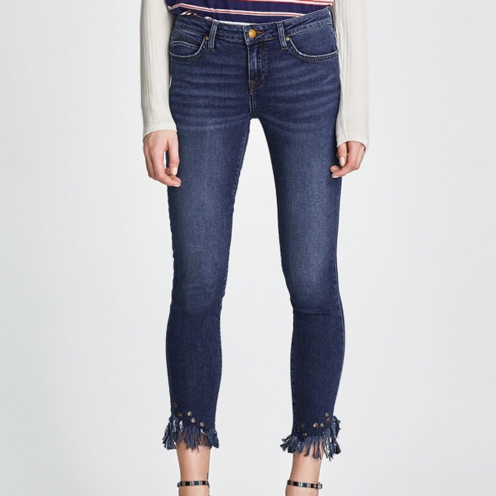 Zara Frayed Hem Cropped Skinny Jeans Size 8